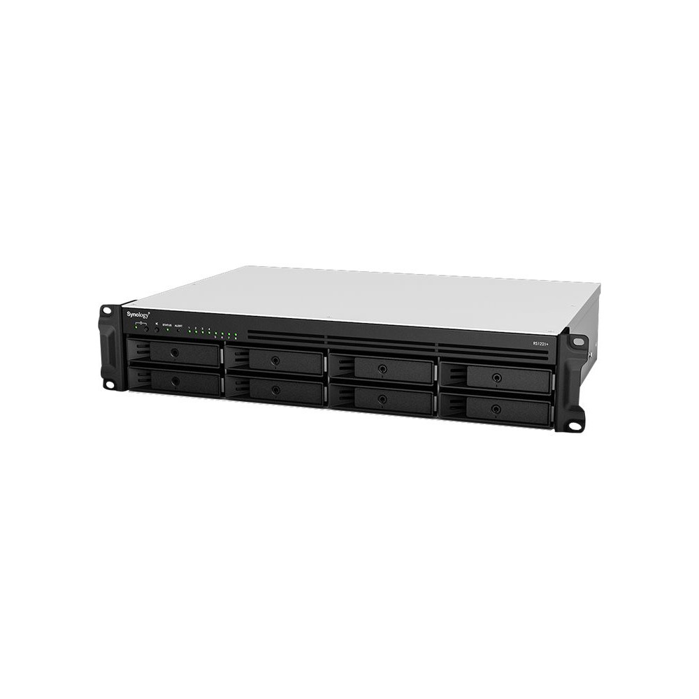 SYNOLOGY RS1221RP+ 8-Bay NAS-Rackmount AMD Ryzen V1500B quad-core 2.2GHz 4Go DDR4 up to 32Go RJ-45 4x1GbE 2xUSB 3.2 1xeSATA