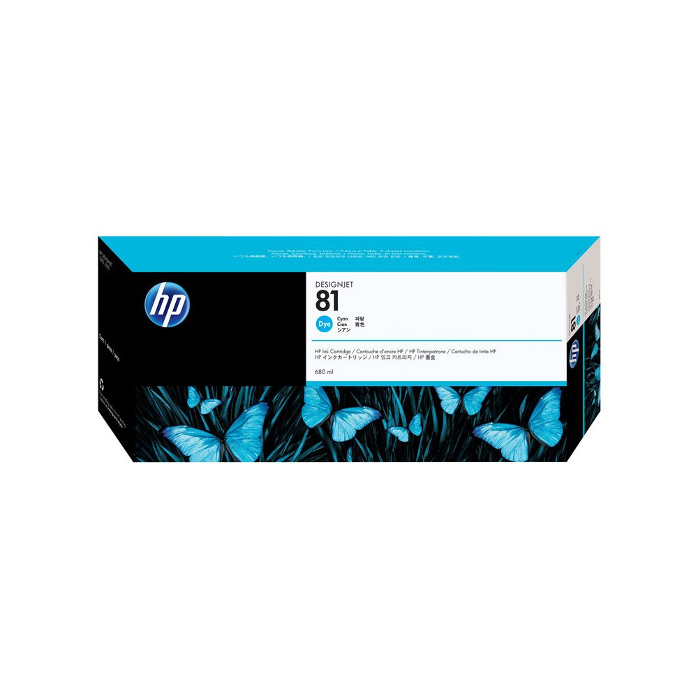 HP 81 original dye Ink cartridge C4931A cyan standard capacity 680ml 1-pack
