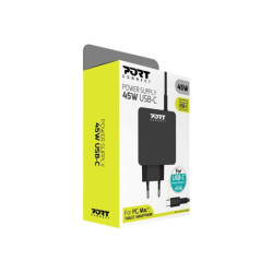 PORT DESIGNS Type C Universal Power Adapter 45W For Macbooks Notebooks Tablets Smartphones Up To 45W Type C Connector