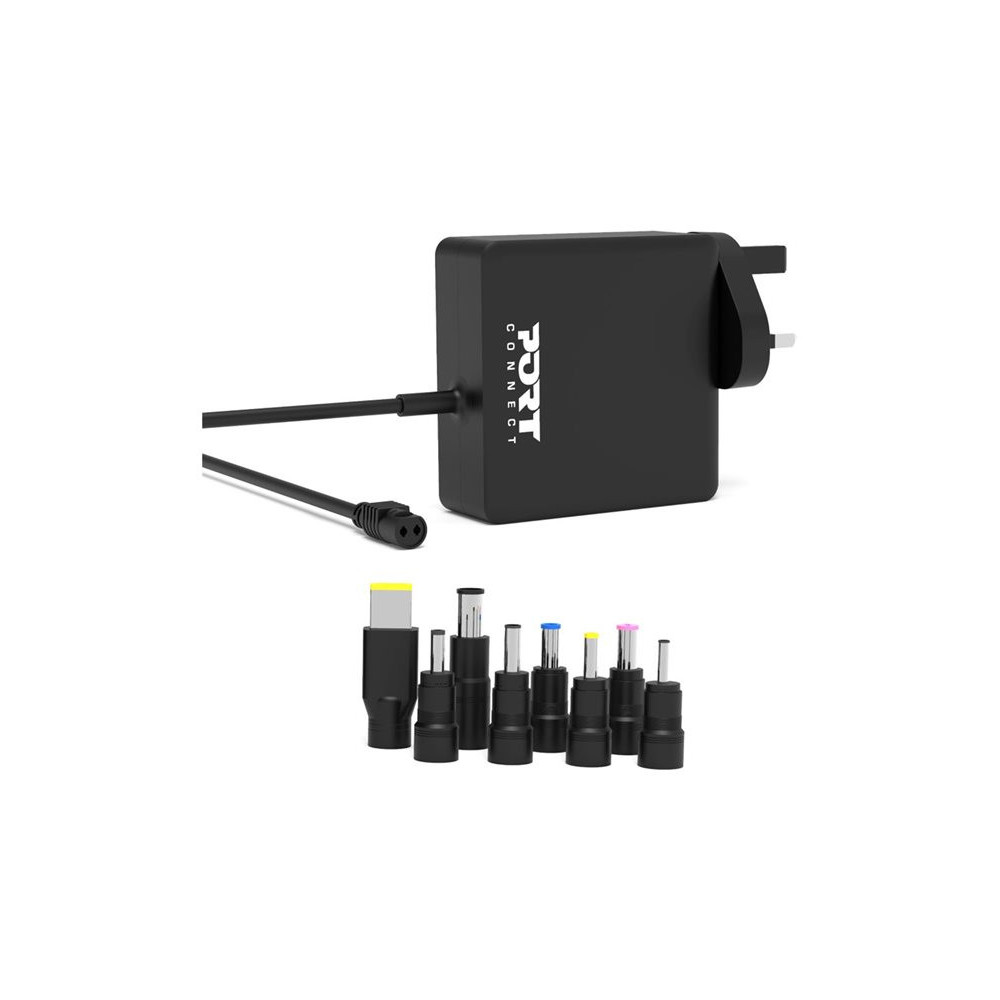 PORT DESIGNS Universal Power Adapter For Notebooks Up To 65W UK Plug 9 Universal Detachable Tips