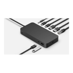 MICROSOFT Surface - Dock Thunderbolt 4 - Station daccueil - 3xUSB-C - 3xUSB 3.2 - Ethernet - Audio Jack - GigE - 165W - Noire