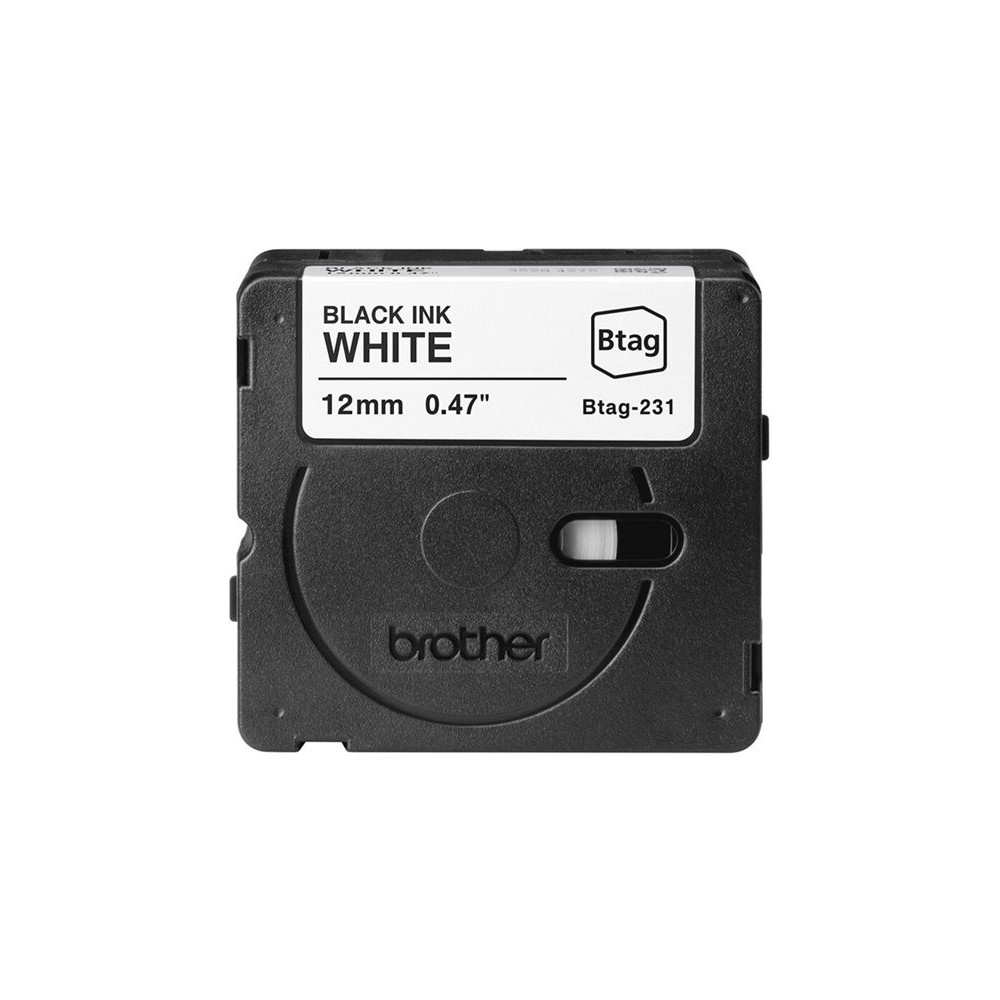 BROTHER 12MM BTAG231 Ribbon Black on White