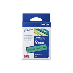 BROTHER P-TOUCH TZE-721 noir sur vert 9mm