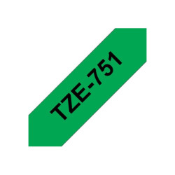 BROTHER P-TOUCH TZE-751 noir sur vert 24mm