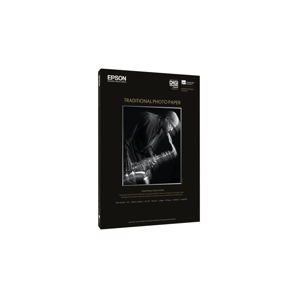 EPSON S045051 Traditional photo  papier inkjet 330g/m2 A3+ 25 feuilles pack de 1