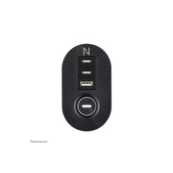 NEOMOUNTS VOLT Desk Clamp socket with Quick-charge USB Ports clamp 0-50mm 3x type-F 230V 1x USB-A 18W 2x USB-C 20W