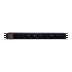 MCL 9A/RE-9T - Réglette électrique rackable avec interrupteur 9 prises + terre 16A