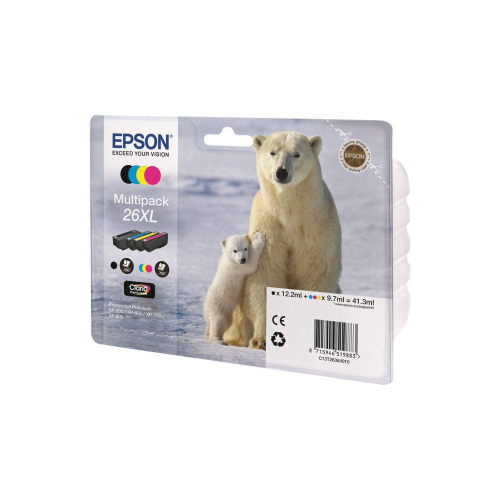 EPSON 3LB 26XL ink cartridge black and tri-colour high capacity 41.3ml 1-pack RF-AM blister w/s