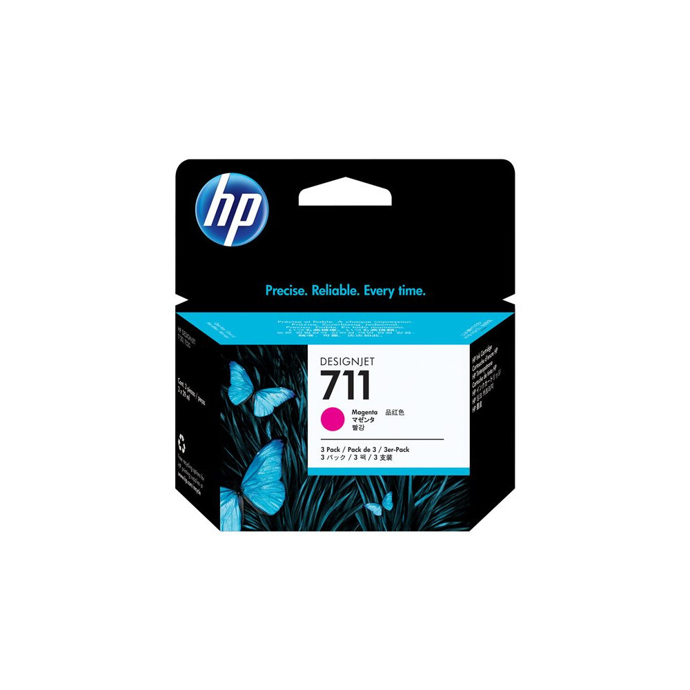 HP 711 original Ink cartridge CZ135A magenta standard capacity 3-pack