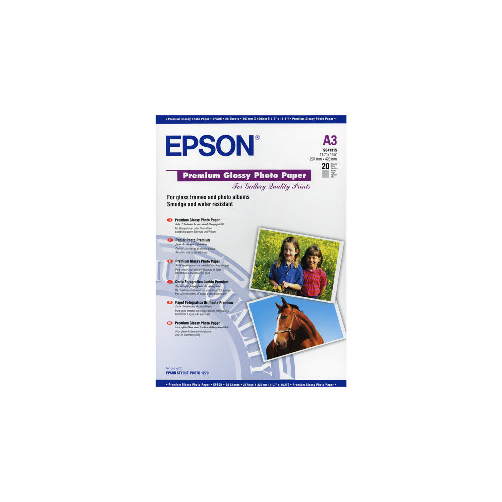 EPSON S041315 brillant photo papier inkjet 255g/m2 A3 20 feuilles pack de 1