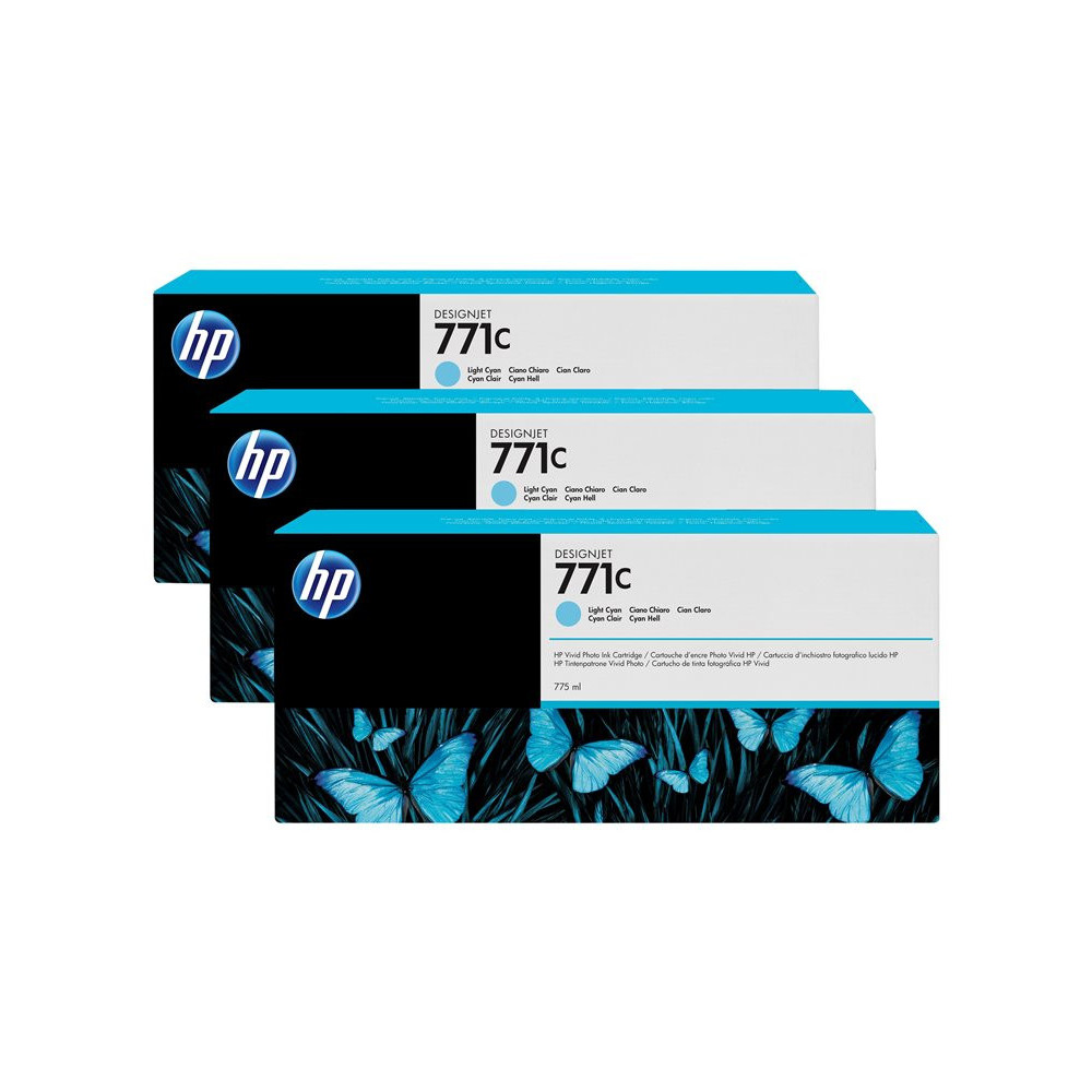 HP 771C original Ink cartridge B6Y36A light cyan standard capacity 3 x 775ml 3-pack