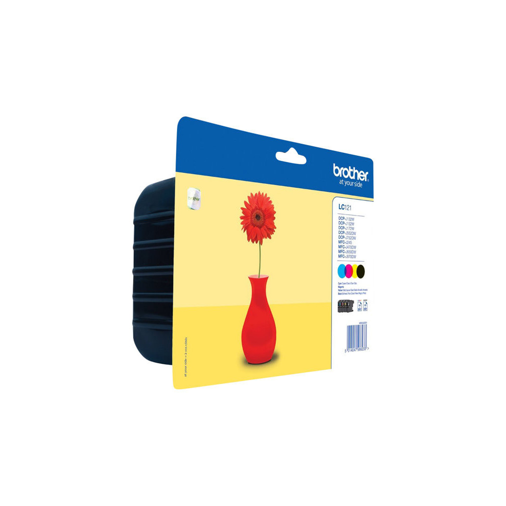 BROTHER LC-121 cartouche d encre noir et tricolore 1-pack blister sans alarme