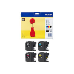 BROTHER LC-121 cartouche d encre noir et tricolore 1-pack blister sans alarme