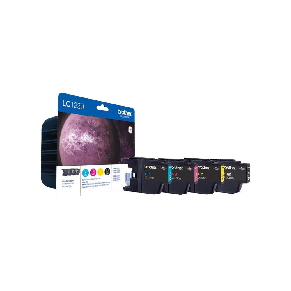 BROTHER LC-1220 cartouche d encre noir et tricolore capacité standard 4 x 300 pages 1-pack blister sans alarme