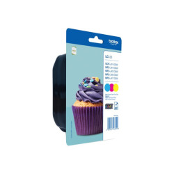 BROTHER LC-123 cartouche dencre cyan, magenta et jaune capacité standard 1-pack blister sans alarme