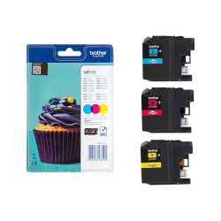 BROTHER LC-123 cartouche dencre cyan, magenta et jaune capacité standard 1-pack blister sans alarme
