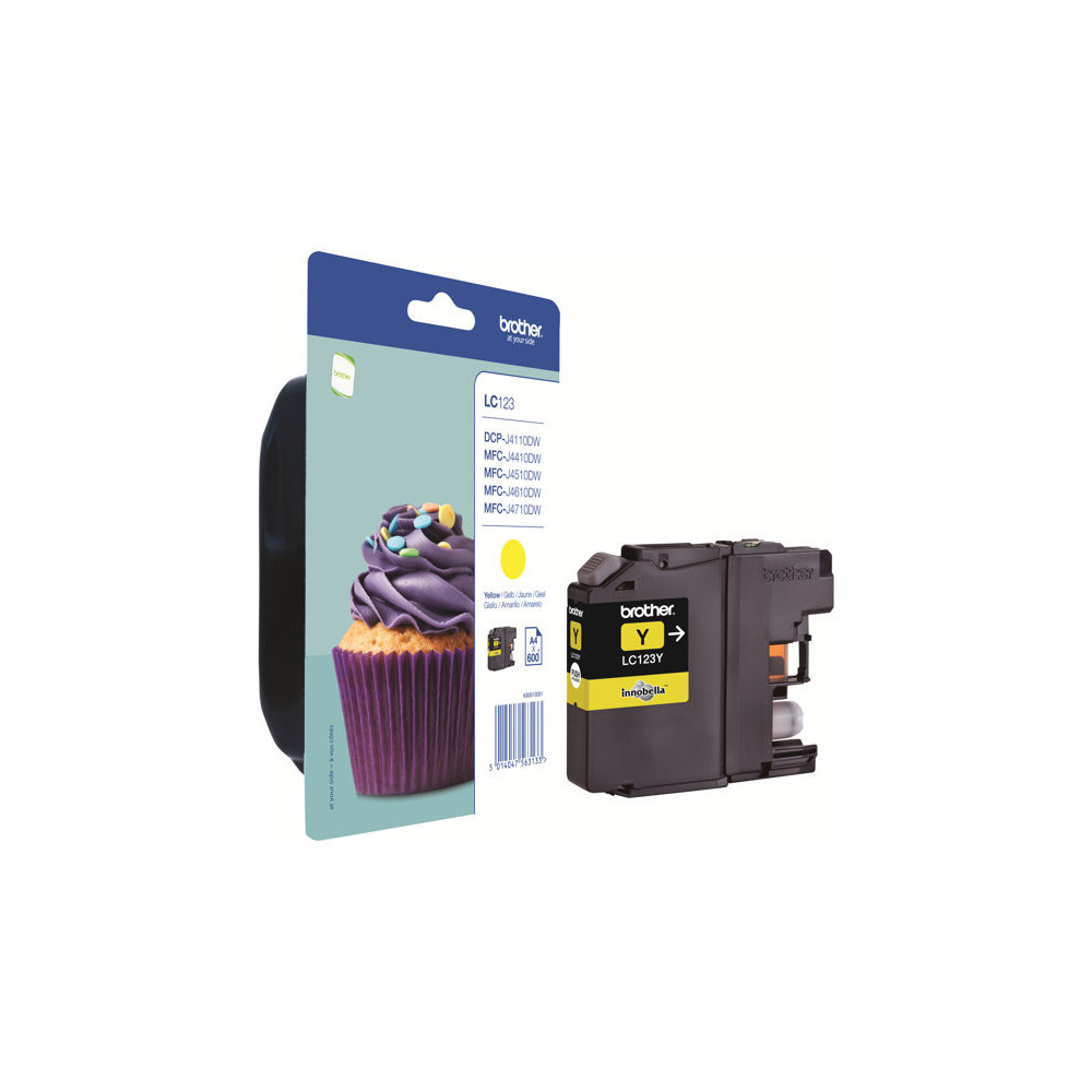 BROTHER LC-123 cartouche d encre jaune haute capacité 600 pages 1-pack blister sans alarme