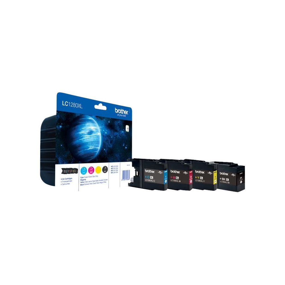 BROTHER LC-1280 cartouche dencre noir et tricolore très haute capacité 1x 2.400 pages 1-pack blister sans alarme