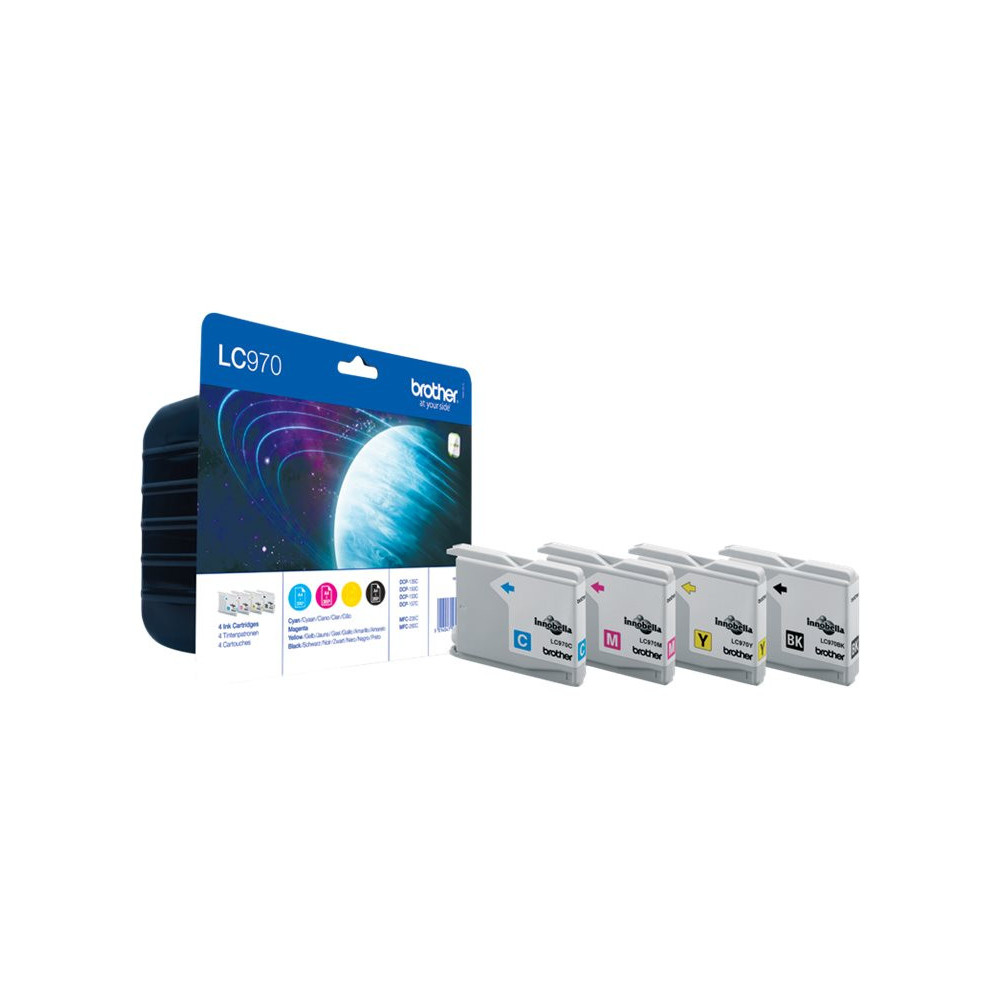 BROTHER LC-970 cartouche d encre noir et tricolore capacité standard nr: 350 pages, cl: 300 pages 4-pack blister sans alarme
