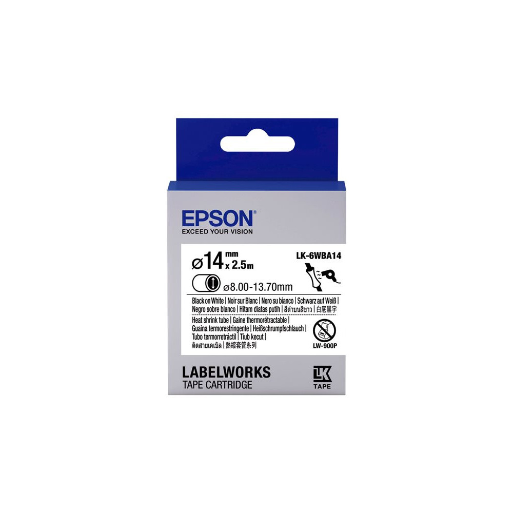 EPSON Ruban LK-6WBA14 - Gaine thermorétractable HST Noir/Blanc d14/2,5