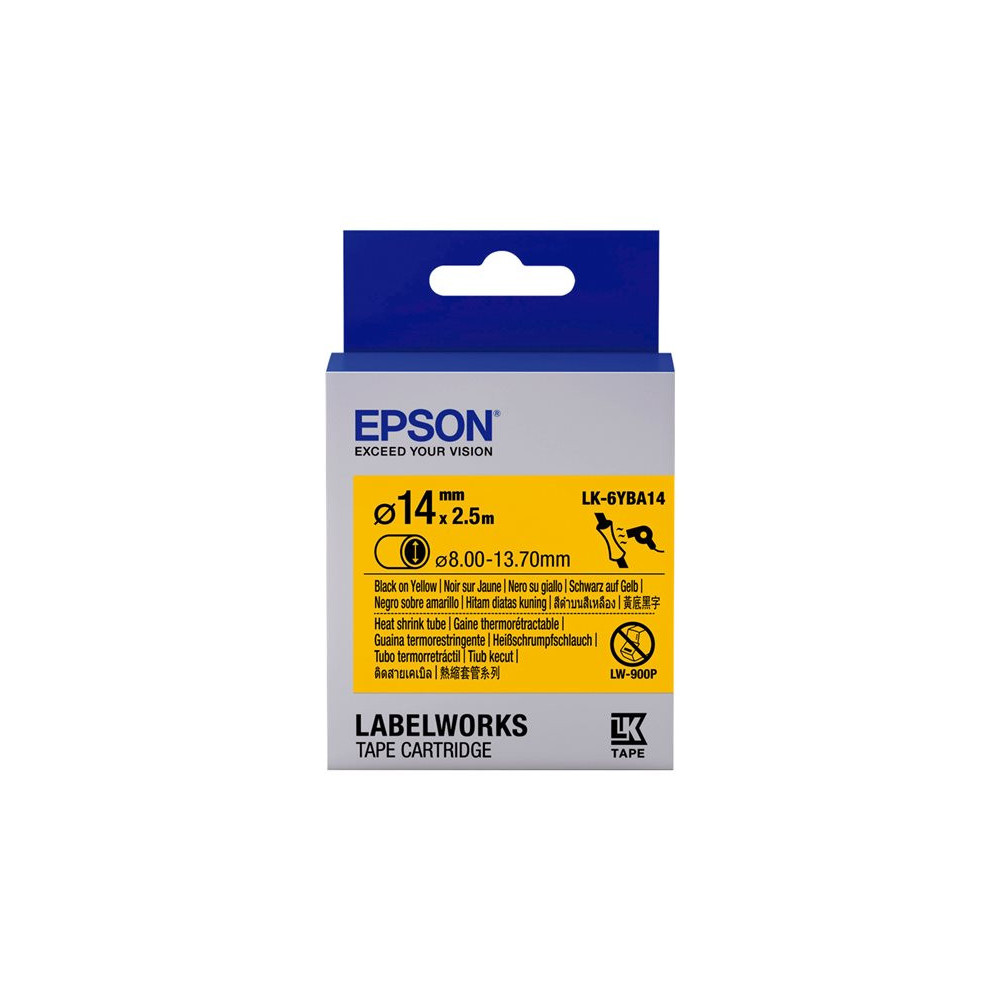 EPSON Ruban LK-6YBA14 - Gaine thermorétractable HST Noir/Jaune d14/2,5