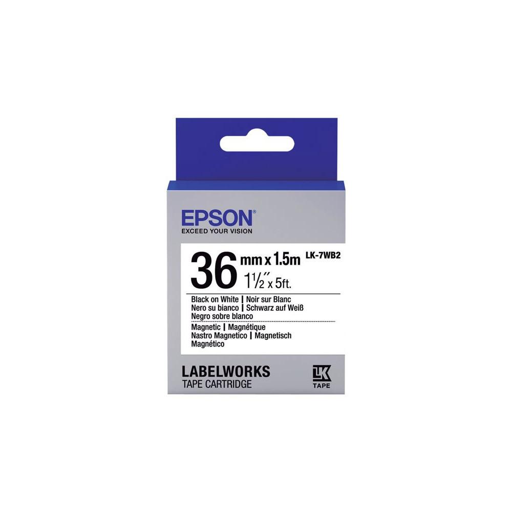 EPSON Ruban LK-7WB2 Magnétique Noir/Blanc 36/1,5