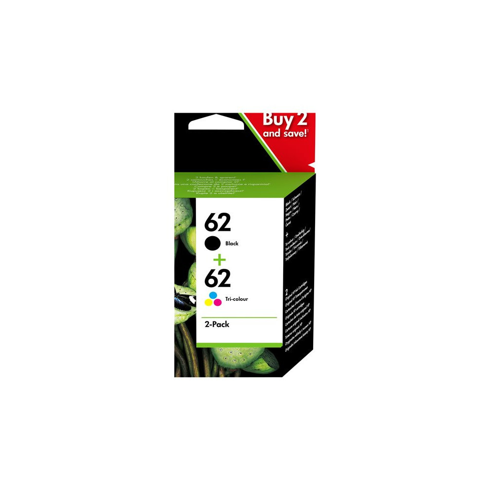 HP 62 original Ink cartridge N9J71AE Combo 2-Pack Standard Capacity Black and Colour cartridge