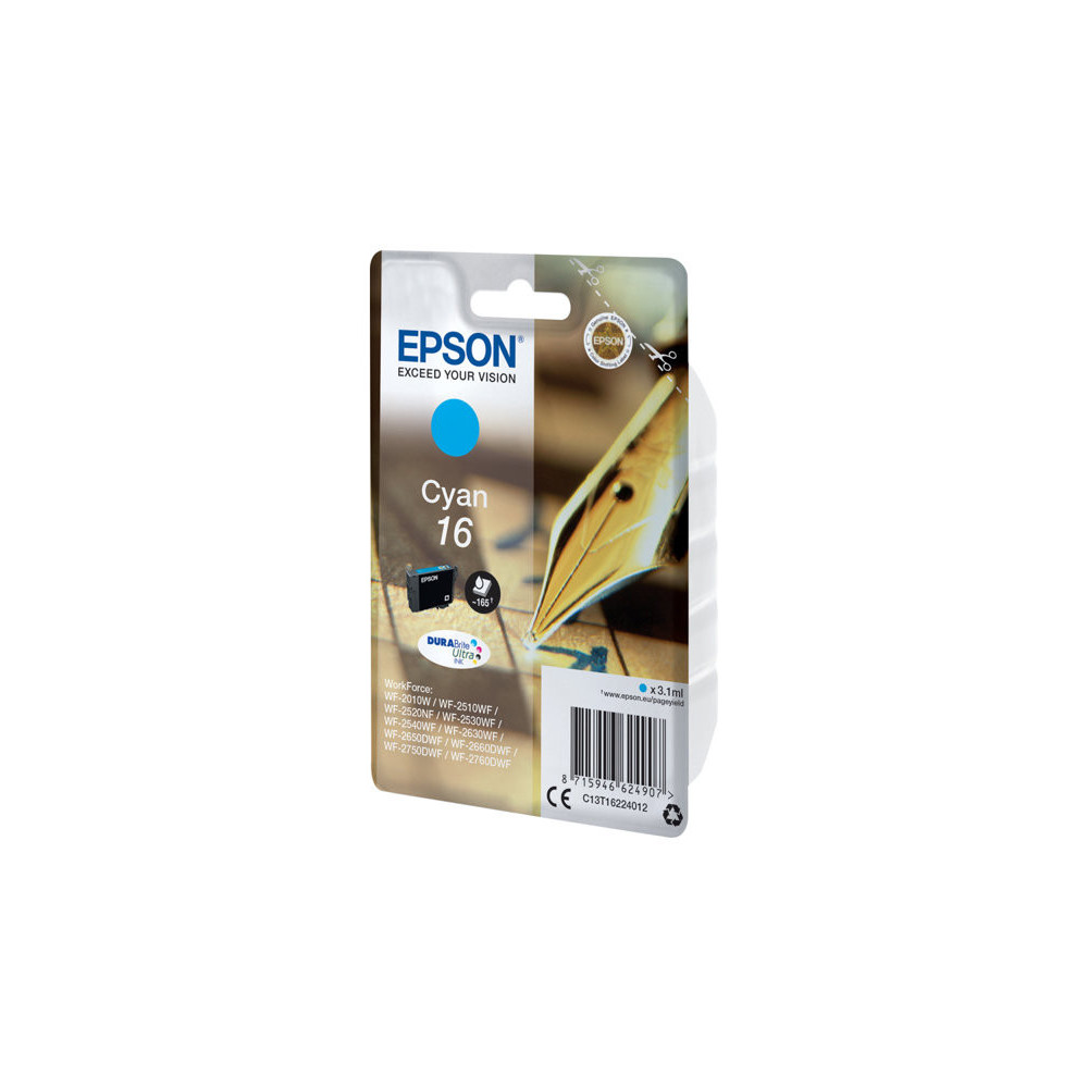 EPSON 1LB 16 ink cartridge cyan standard capacity 3.1ml 165 pages 1-pack blister without alarm