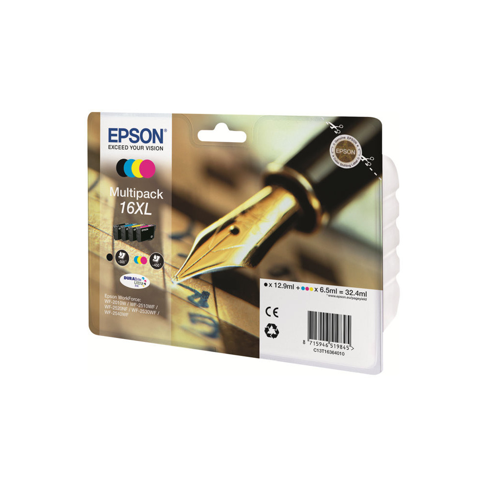 EPSON 2LB 16XL ink cartridge black and tri-colour high capacity 32.4ml 1-pack blister without alarm