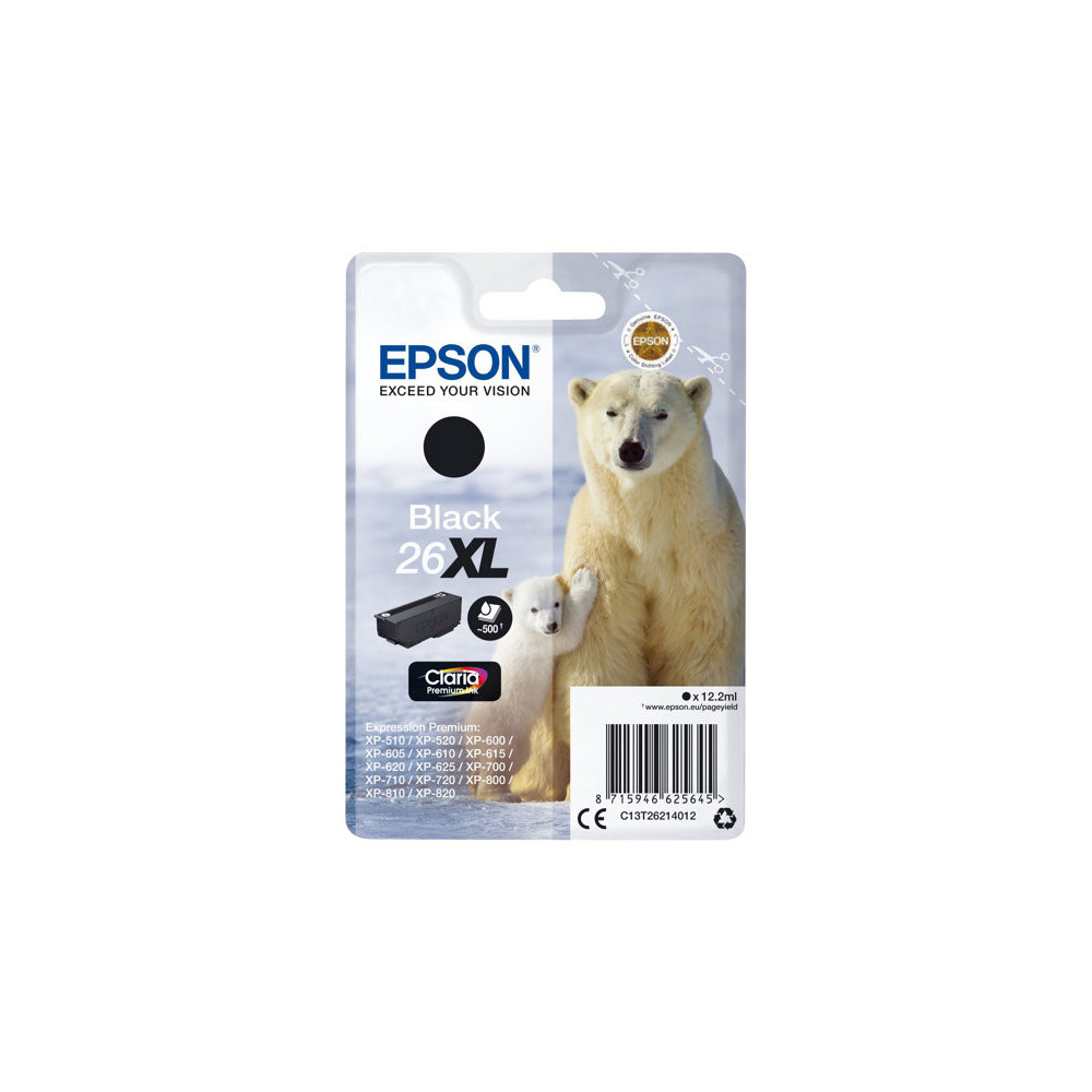 EPSON 4LB 26XL ink cartridge black high capacity 12.2ml 500 pages 1-pack blister without alarm