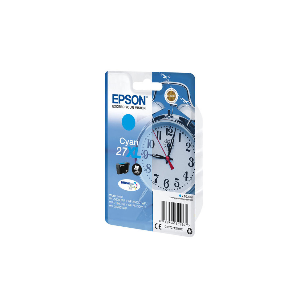 EPSON 1LB 27XL ink cartridge cyan high capacity 10.4ml 1.100 pages 1-pack blister without alarm - DURABrite ultra ink