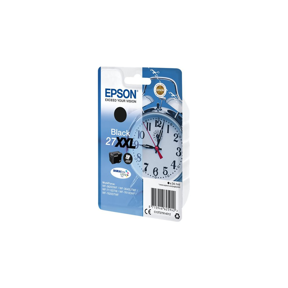 EPSON 6LB 27XXL ink cartridge black extra high capacity 34.1ml 2.200 pages 1-pack blister without alarm - DURABrite ultra ink