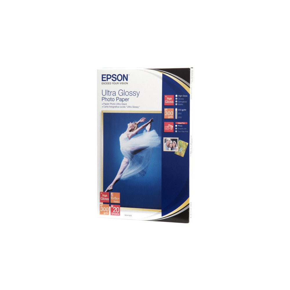 EPSON ULTRA brillant photo  papier inkjet 300g/m2 100x150mm 20 feuilles pack de 1