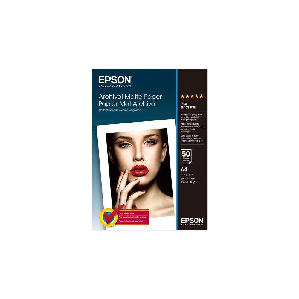 EPSON MATTE archival papier inkjet 192g/m2 A4 50 feuilles pack de 1
