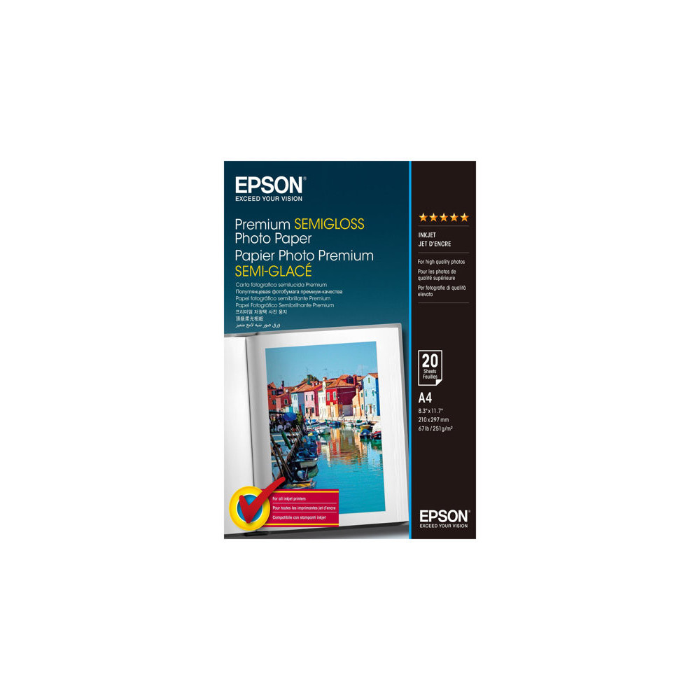 EPSON PREMIUM semi brillant photo papier inkjet 251g/m2 A4 20 feuilles pack de 1