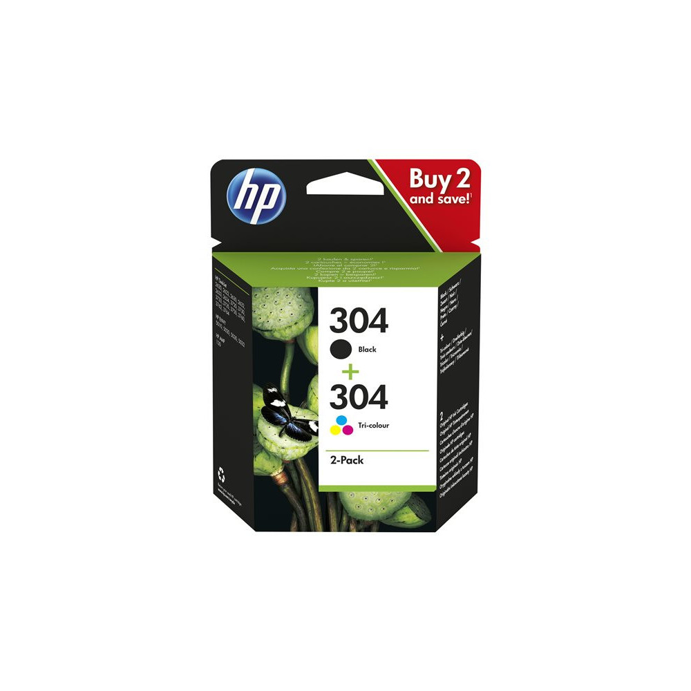 HP 304 2-Pack Black/Tri-color Original Ink Cartridges